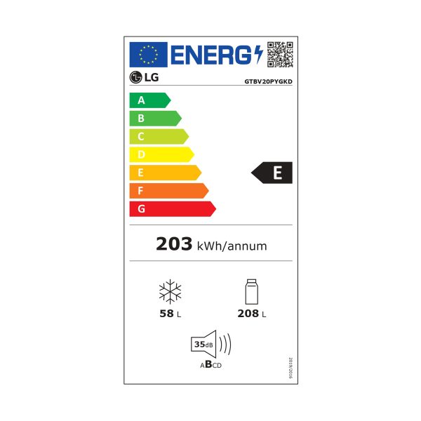 LG GTBV20PYGKD Ψυγείο Δίπορτο Total NoFrost Υ168xΠ55.5xΒ63.7εκ. Inox