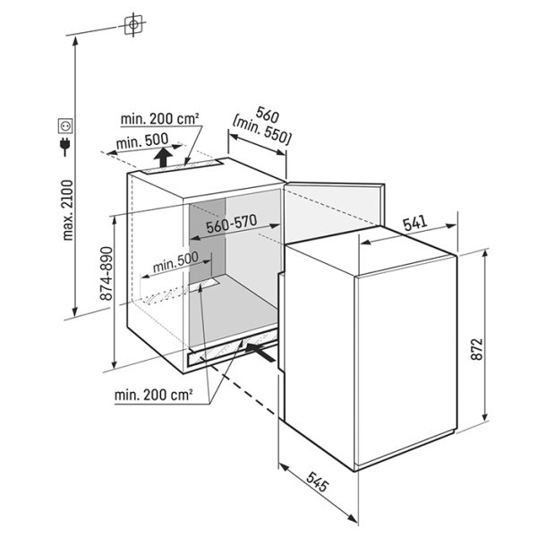 Liebherr IRSe 3900 Εντοιχιζόμενο Mini Bar NoFrost Υ87.2xΠ54.1xΒ54.5εκ. Λευκό