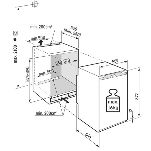 Liebherr IRe 3901 Εντοιχιζόμενο Mini Bar Υ87.2xΠ55.9xΒ54.6εκ. Λευκό