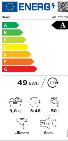 Bosch Πλυντήριο Ρούχων 9kg 1400 Στροφών Inox WUU28TX2GR