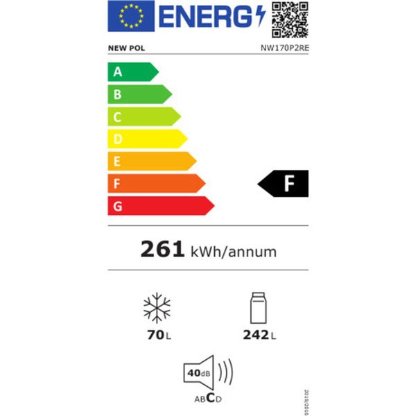 New Pol NW170P2RE Ψυγείο Δίπορτο Υ179.4xΠ60.5xΒ63.5εκ. Κόκκινο