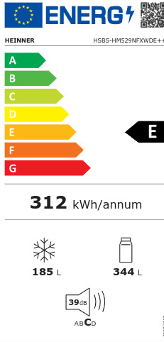 Heinner HSBS-HM529NFXWDE++ Ψυγείο Ντουλάπα Total NoFrost Υ177xΠ90xΒ66εκ. Inox