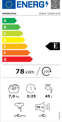 Whirlpool Πλυντήριο Ρούχων Άνω Φόρτωσης 7kg με Ατμό 1151 Στροφών NTDLR 7220SS PL/N