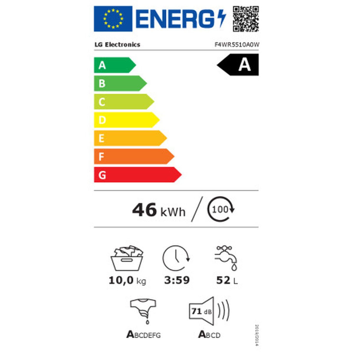 LG Πλυντήριο Ρούχων 10kg με Ατμό 1400 Στροφών F4WR5510A0W