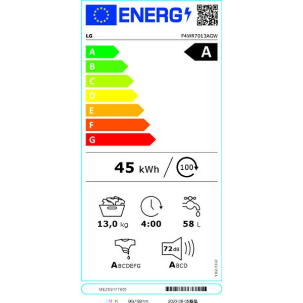 LG Πλυντήριο Ρούχων 13kg 1400 Στροφών F4WR7013AGW