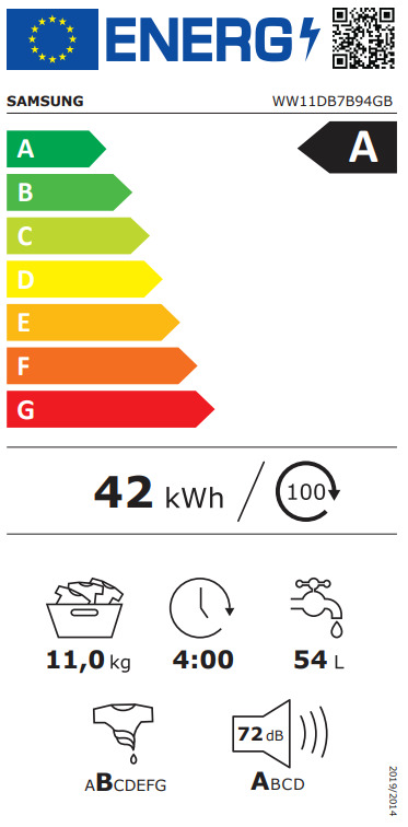 Samsung Πλυντήριο Ρούχων 11kg 1400 Στροφών Μαύρο WW11DB7B94GBU4