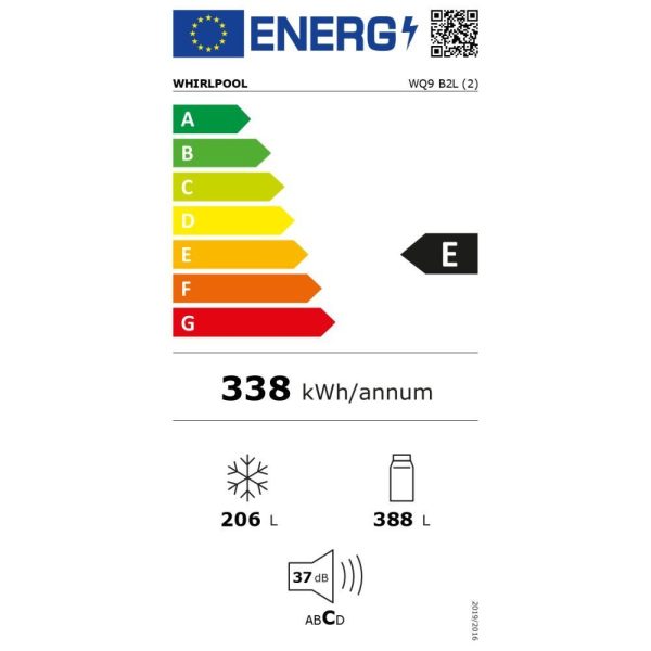 Whirlpool WQ9 B2L Ψυγείο Ντουλάπα 594lt NoFrost Υ187.4xΠ90.9xΒ69.8εκ. Inox