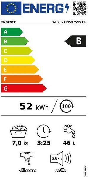 Indesit Πλυντήριο Ρούχων 7kg BWSE 71295X WSV EU