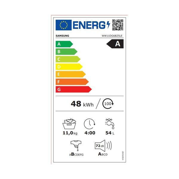 Samsung Πλυντήριο Ρούχων 11kg με Ατμό 1400 Στροφών WW11DG6B25LEU4