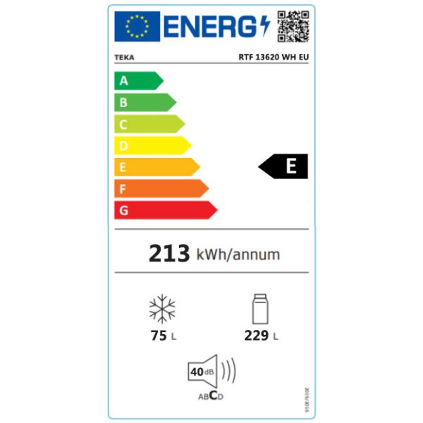 Teka RTF 13620 WH Ψυγείο Δίπορτο Υ172xΠ60xΒ60εκ. Λευκό