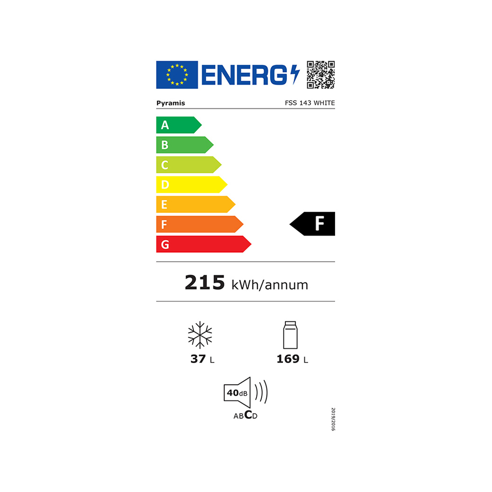 Pyramis FSS 143 02100325 Ψυγείο Δίπορτο Υ143xΠ54.5xΒ55.5εκ. Λευκό