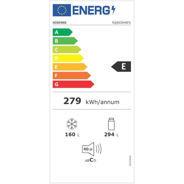 Hisense RQ563N4SF2 Ψυγείο Ντουλάπα NoFrost Υ181xΠ79.4xΒ70εκ. Μαύρο