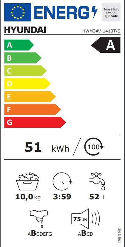 Hyundai Πλυντήριο Ρούχων 10kg με Ατμό 1400 Στροφών Ασημί HWM24V-1410T/S