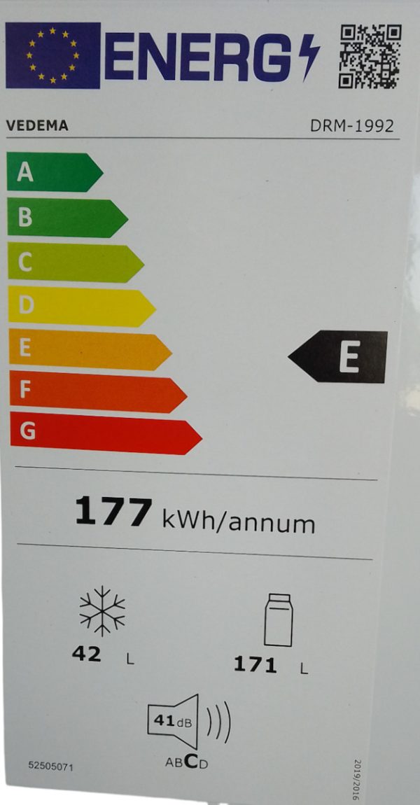 Vedema DRM-1992 Ψυγείο Δίπορτο Υ144xΠ54xΒ57εκ. Λευκό