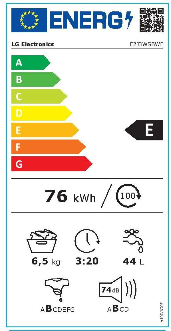 LG Πλυντήριο Ρούχων 6.5kg 1200 Στροφών F2J3WSBWE