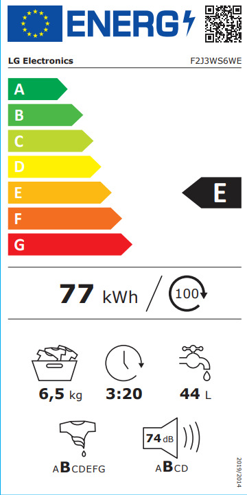 LG Πλυντήριο Ρούχων 6.5kg με Ατμό 1200 Στροφών F2J3WS6WE