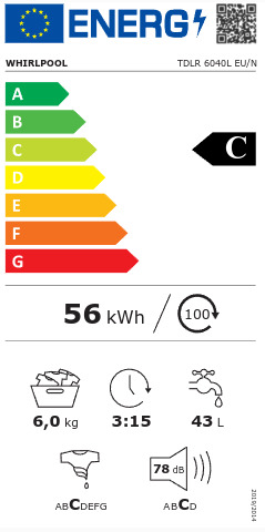 Whirlpool Πλυντήριο Ρούχων Άνω Φόρτωσης 6kg 1000 Στροφών TDLR 6040L