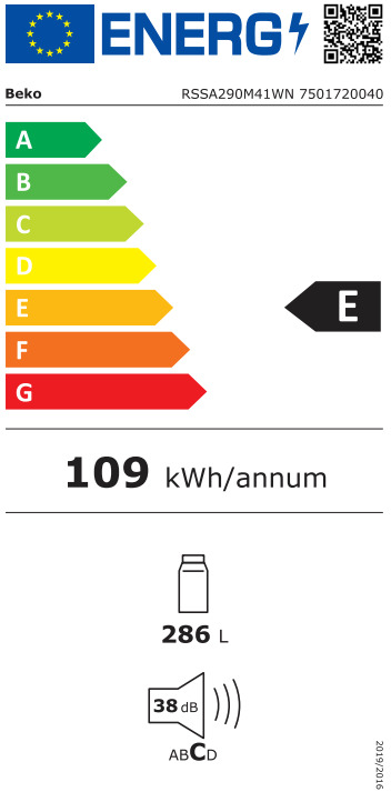 Beko RSSA290M41WN Ψυγείο Συντήρησης Υ150.8xΠ59.5xΒ59.2εκ. Λευκό