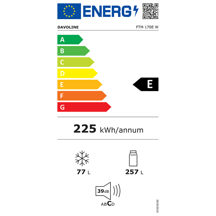 Davoline FTM 170 W NE Ψυγείο Δίπορτο Total NoFrost Υ170xΠ60xΒ67εκ. Λευκό