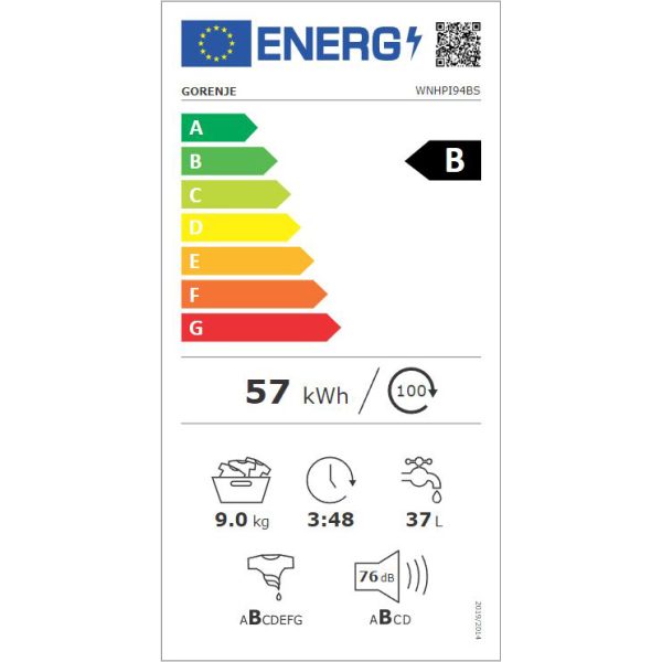 Gorenje Πλυντήριο Ρούχων 9kg 1400 Στροφών WNHPI94BS