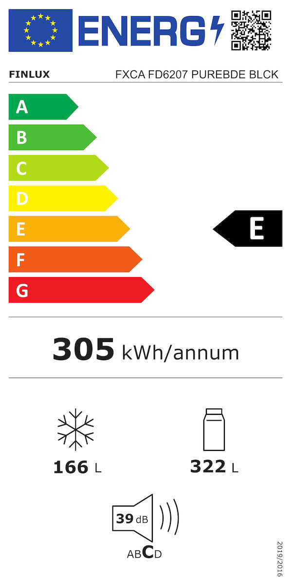 Finlux FXCA FD6207 Purebde Ψυγείο Ντουλάπα NoFrost Υ179xΠ84xΒ69εκ. Μαύρο