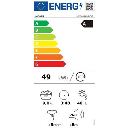 Hoover Πλυντήριο Ρούχων 9kg 1400 Στροφών H7W449AMBC-S