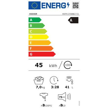 Hoover Πλυντήριο Ρούχων 7kg 1300 Στροφών HWP4 37AMBC/1-S