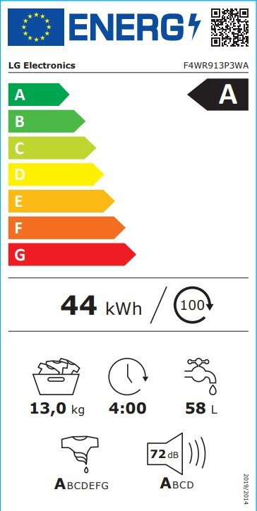 LG Πλυντήριο Ρούχων 13kg με Ατμό 1400 Στροφών F4WR913P3WA