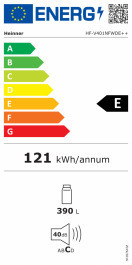 Heinner HF-V401NFWDE++ Ψυγείο Συντήρησης NoFrost Υ186xΠ59.5xΒ65εκ. Λευκό