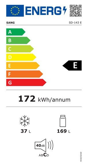 Sang SD-143 E Ψυγείο Δίπορτο Υ143xΠ54.5xΒ55.5εκ. Λευκό