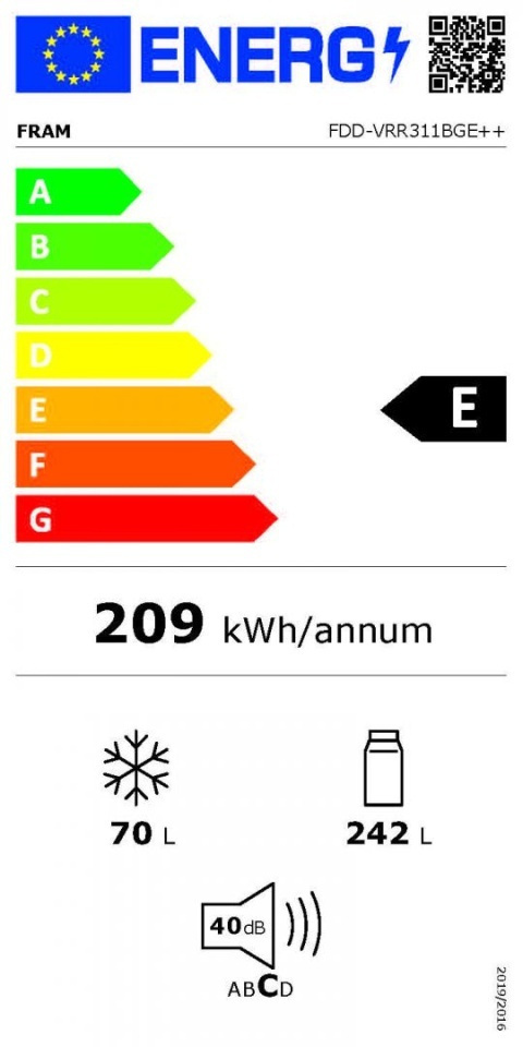 Fram FDD-VRR311BGE+ Ψυγείο Δίπορτο Υ179.4xΠ60.5xΒ63.5εκ. Μπεζ