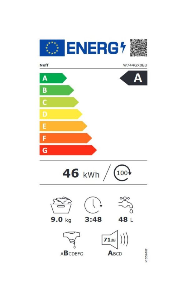 Neff Πλυντήριο Ρούχων 9kg 1400 Στροφών W744GX0EU