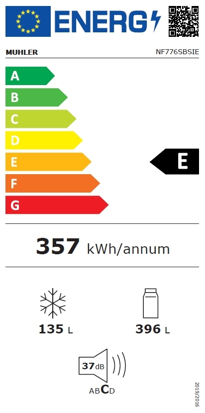 Muhler NF776SBSIE Ψυγείο Ντουλάπα NoFrost Υ176.8xΠ92xΒ73.5εκ. Μαύρο