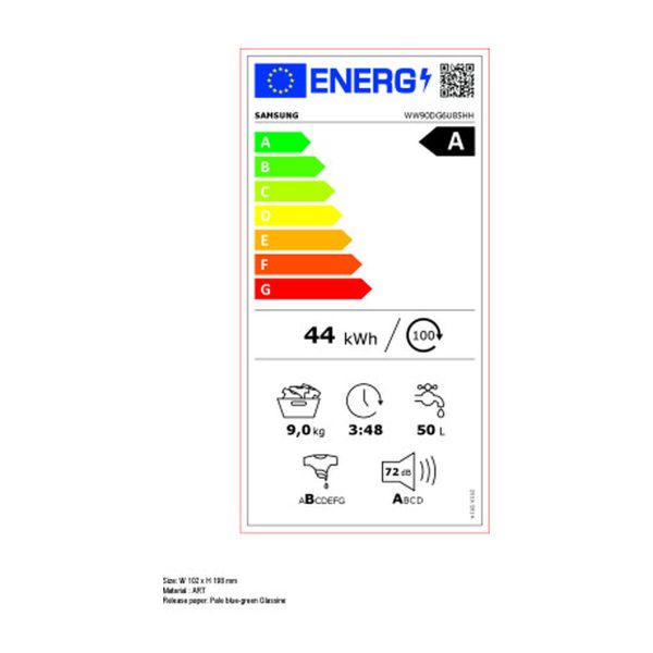 Samsung Πλυντήριο Ρούχων 9kg με Ατμό 1400 Στροφών WW90DG6U85HHU3