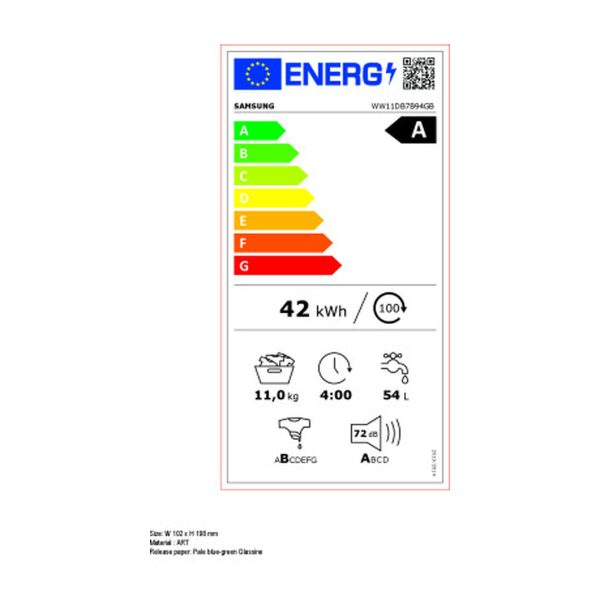 Samsung Πλυντήριο Ρούχων 11kg με Ατμό 1400 Στροφών Μαύρο WW11DB7B94GBU3