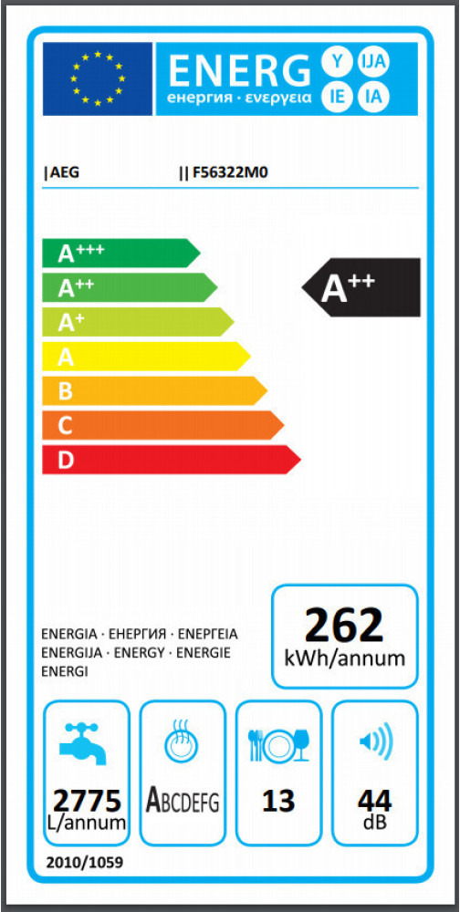 AEG F56322M0 Ελεύθερο Πλυντήριο Πιάτων 60cm για 13 Σερβίτσια Inox