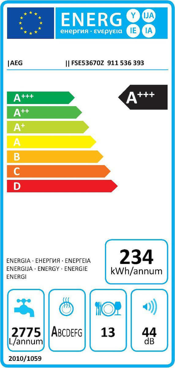 AEG FSE53670Z Εντοιχιζόμενο Πλυντήριο Πιάτων 59.6cm για 13 Σερβίτσια Λευκό