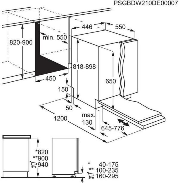 AEG FSE73527P Εντοιχιζόμενο Πλυντήριο Πιάτων 44.6cm για 10 Σερβίτσια Λευκό