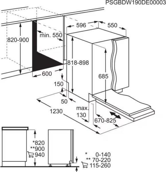 AEG FSE94848P Εντοιχιζόμενο Πλυντήριο Πιάτων 59.6cm για 14 Σερβίτσια Λευκό με Wi-Fi