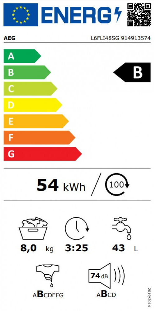 AEG L6FBI48SG Πλυντήριο Ρούχων 8kg 1400 Στροφών