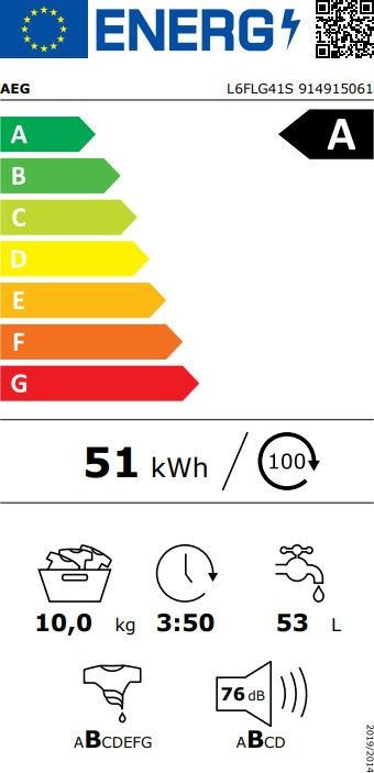 AEG L6FLG41S Πλυντήριο Ρούχων 10kg 1400 Στροφών