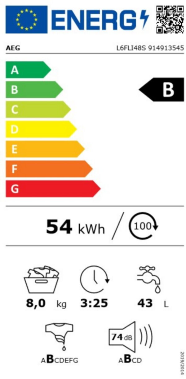 AEG L6FLI48S Πλυντήριο Ρούχων 8kg 1400 Στροφών