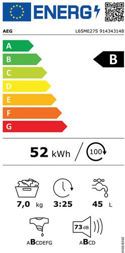 AEG L6SME27S Πλυντήριο Ρούχων 7kg 1200 Στροφών