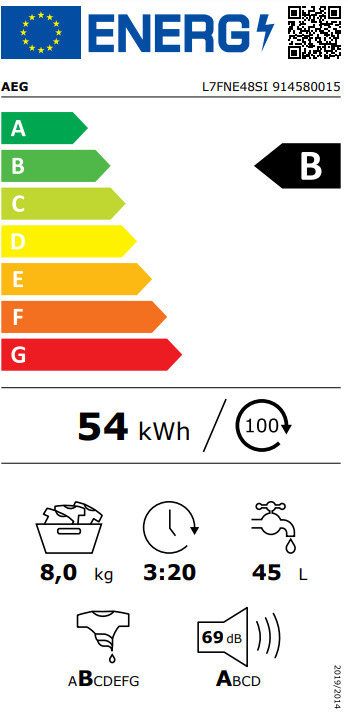 AEG L7FNE48SI Πλυντήριο Ρούχων 8kg 1400 Στροφών
