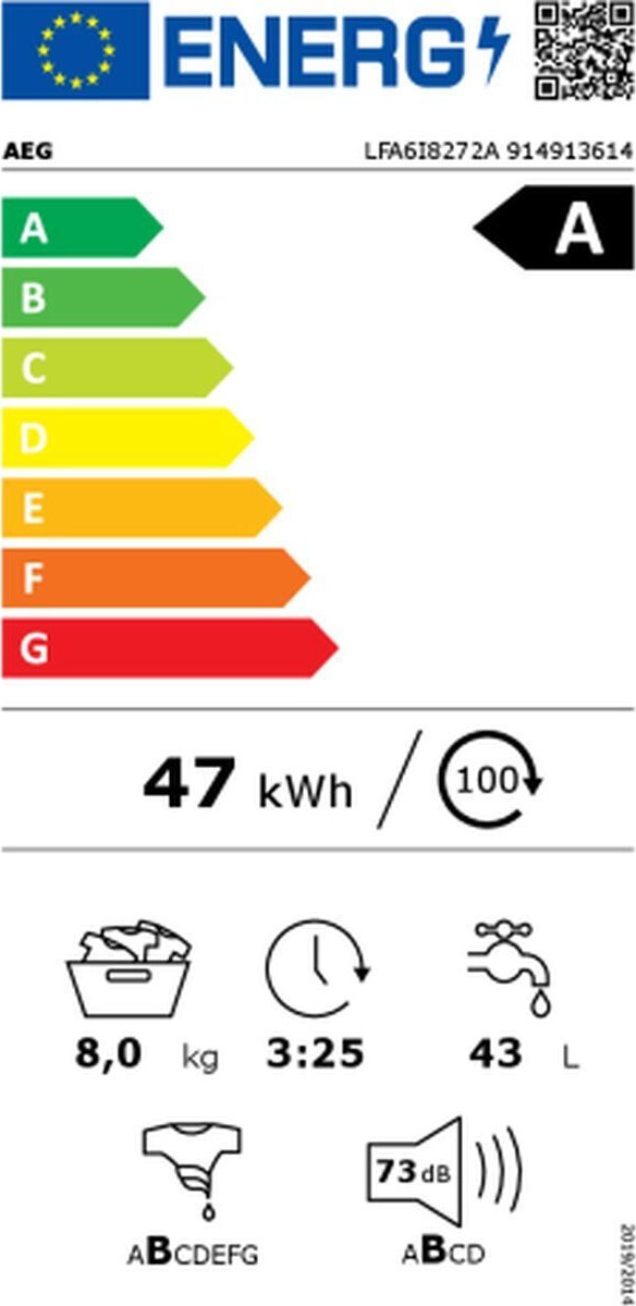 AEG LFA6I8272A Πλυντήριο Ρούχων 8kg 1200 Στροφών