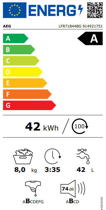 AEG LFR71844BG Πλυντήριο Ρούχων 8kg 1400 Στροφών