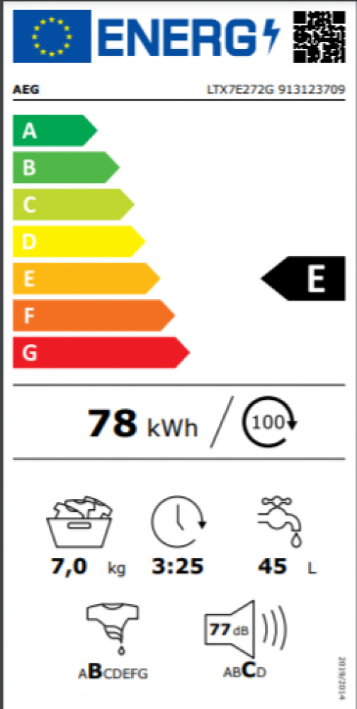 AEG LTX7E272G Πλυντήριο Ρούχων Άνω Φόρτωσης 7kg 1200 Στροφών