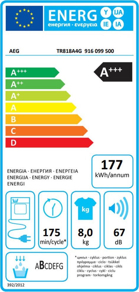 AEG TR818A4G Στεγνωτήριο Ρούχων 8kg A+++ με Αντλία Θερμότητας