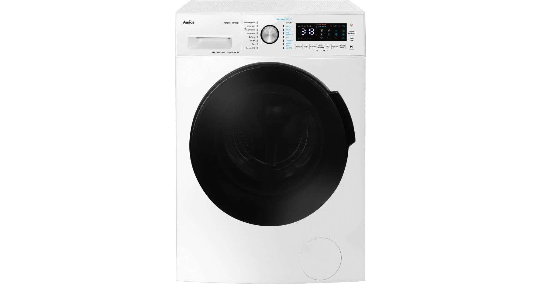 Amica WA2C814BKISJH Πλυντήριο Ρούχων 8kg 1400 Στροφών