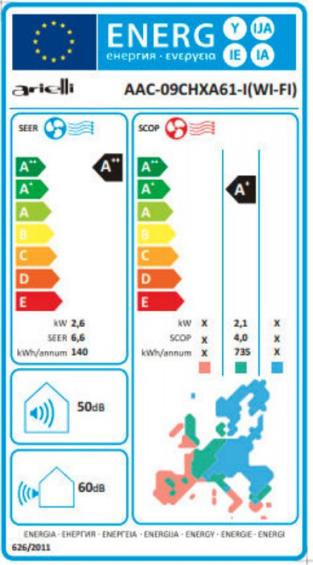 Arielli AAC-09CHXA61-I Κλιματιστικό Inverter 9000 BTU A++/A+ με Wi-Fi